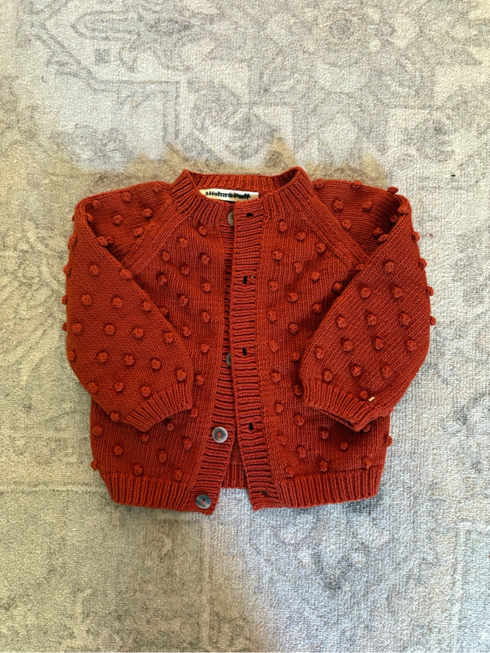 Misha And Puff Pom-Pom Knit Cardigan - Rust Orange sample